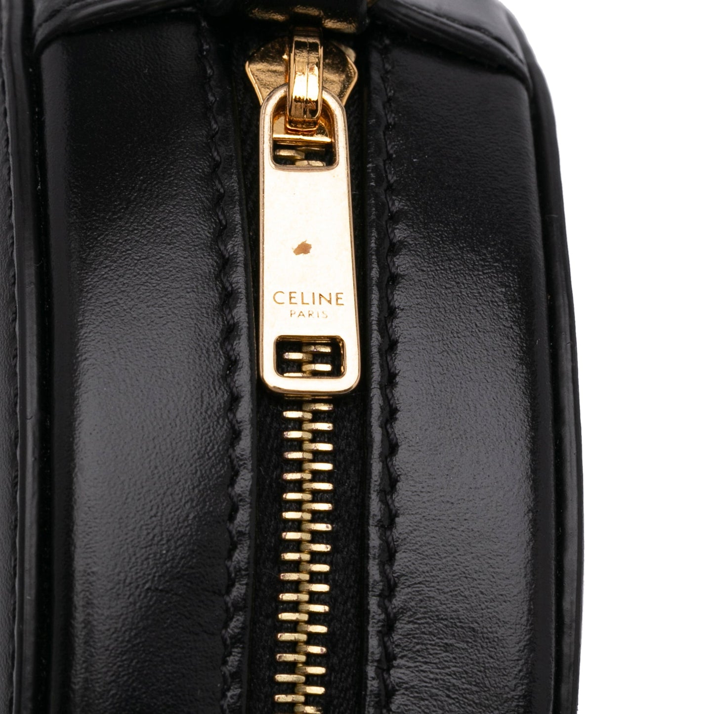 Celine Triomphe Oval Black Leather