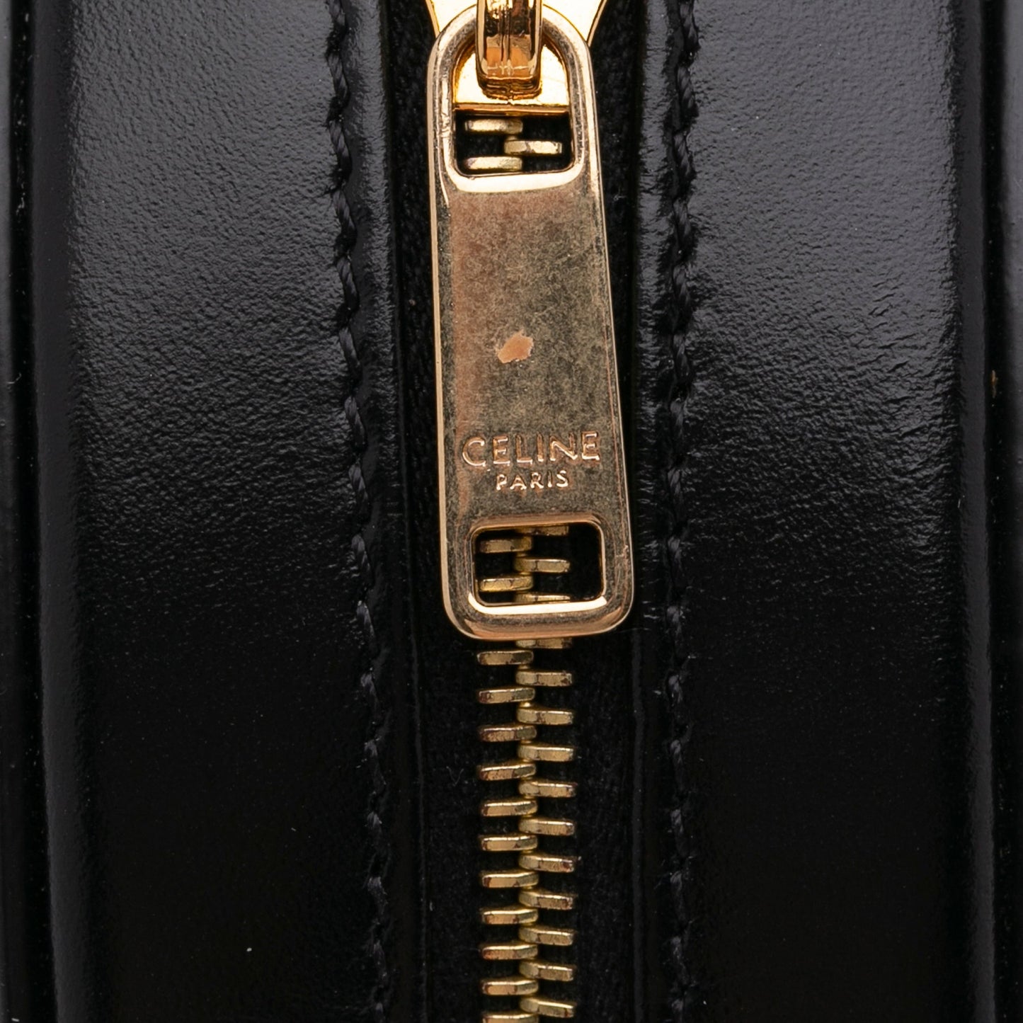 Celine Triomphe Oval Black Leather