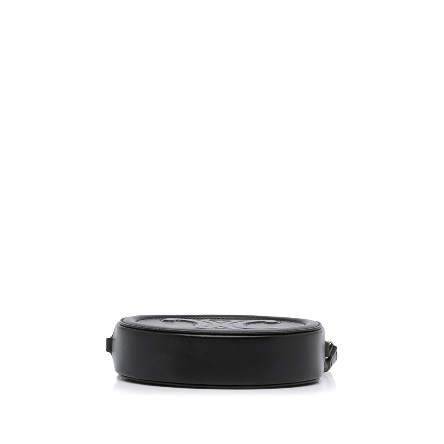 Celine Triomphe Oval Black Leather