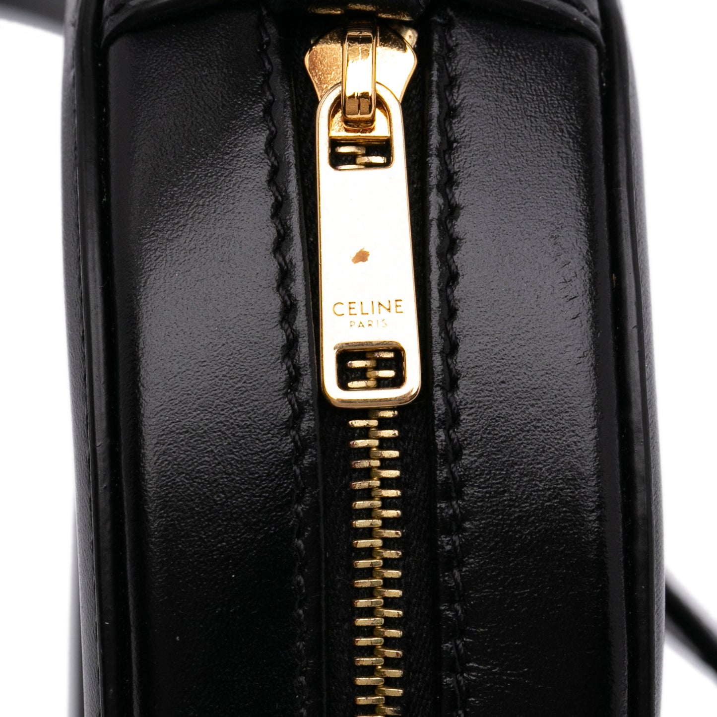 Celine Triomphe Oval Black Leather