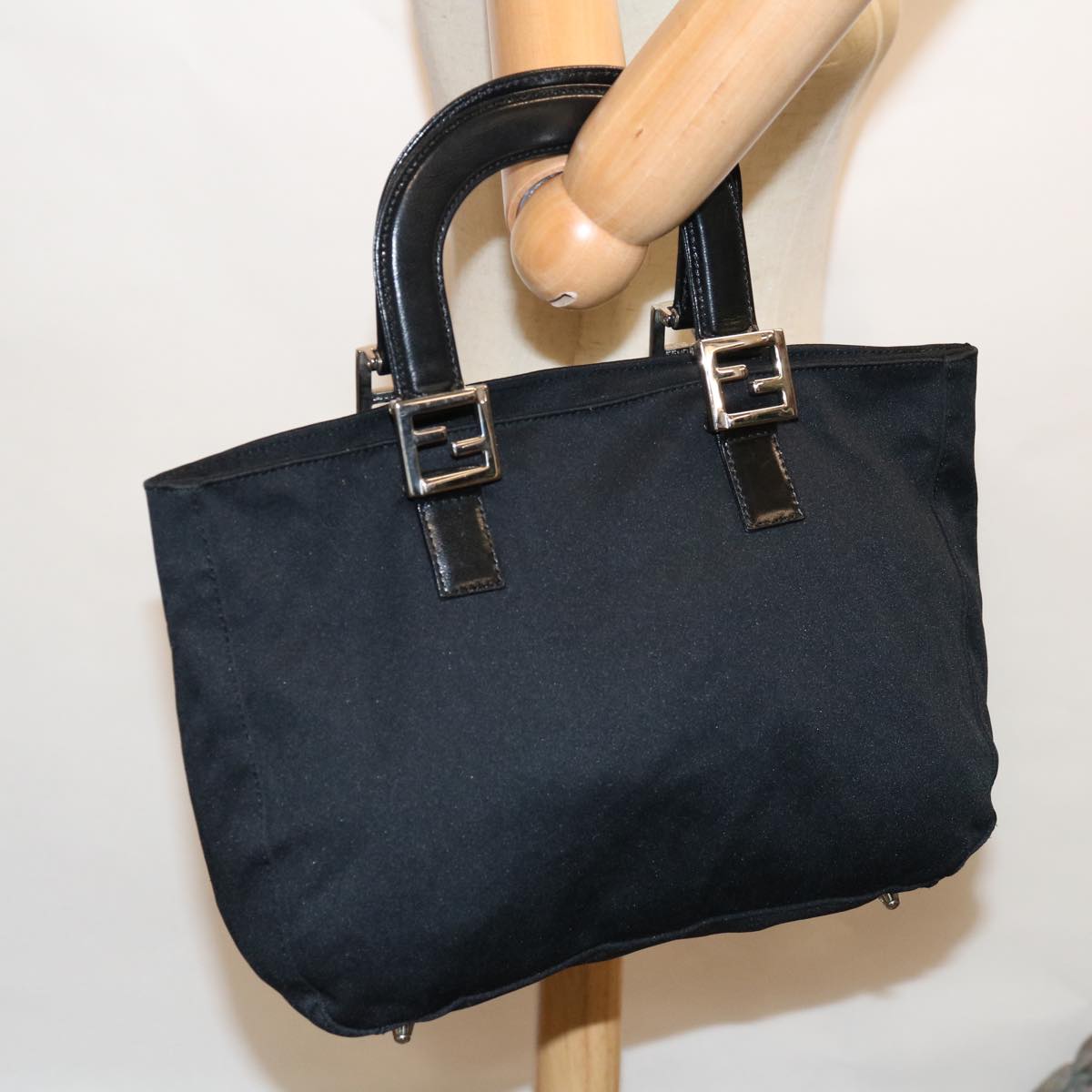 FENDI Hand Bag Nylon Black yk10512