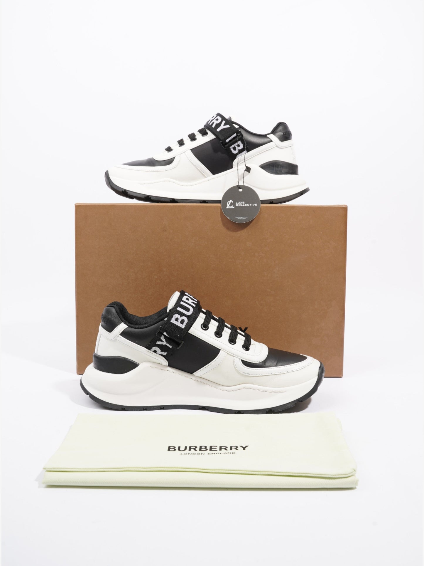 Burberry Ronnie Trainer Black / White Leather EU 38 UK 5