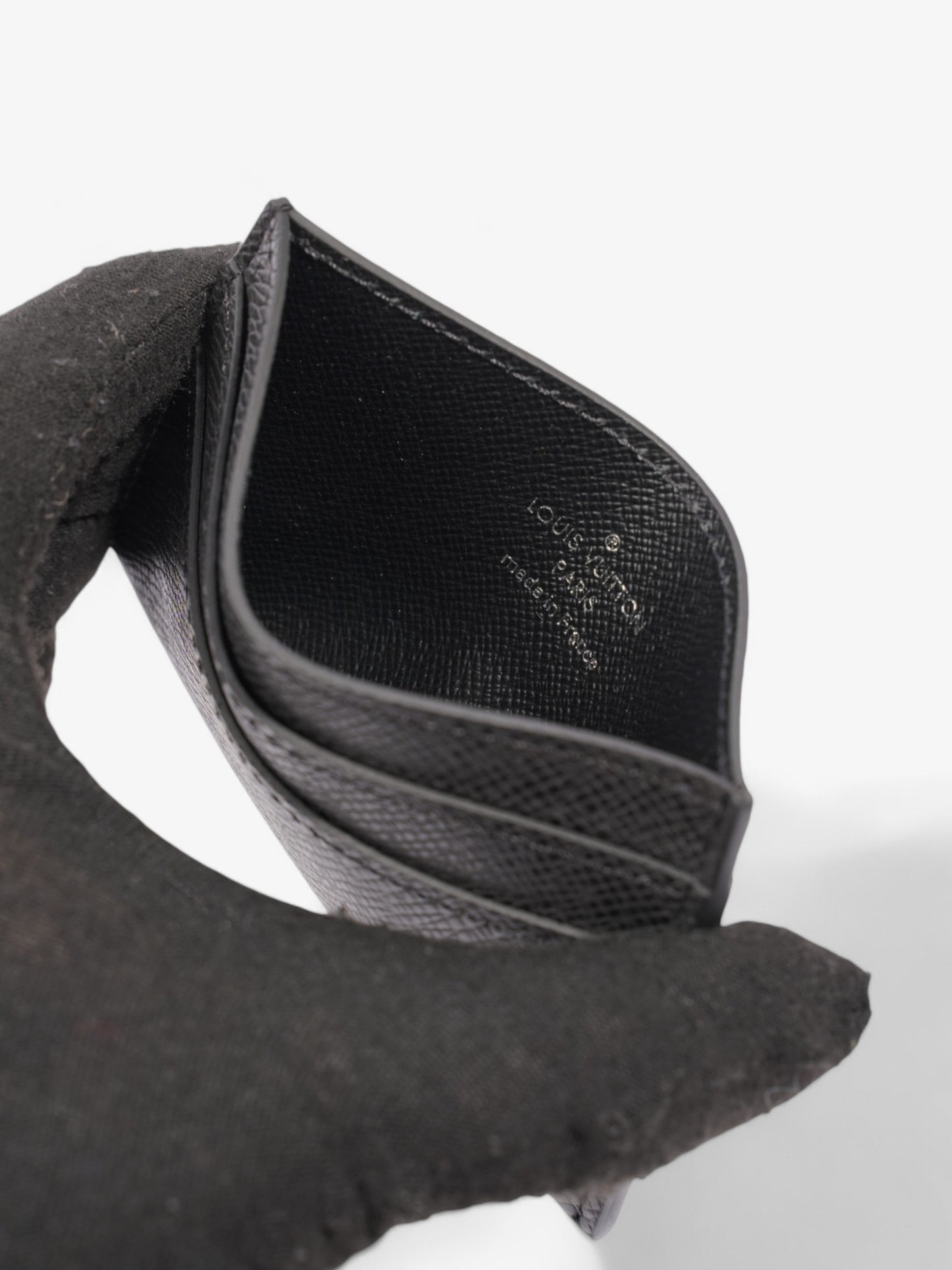 Louis Vuitton Porte Cartes Black Leather