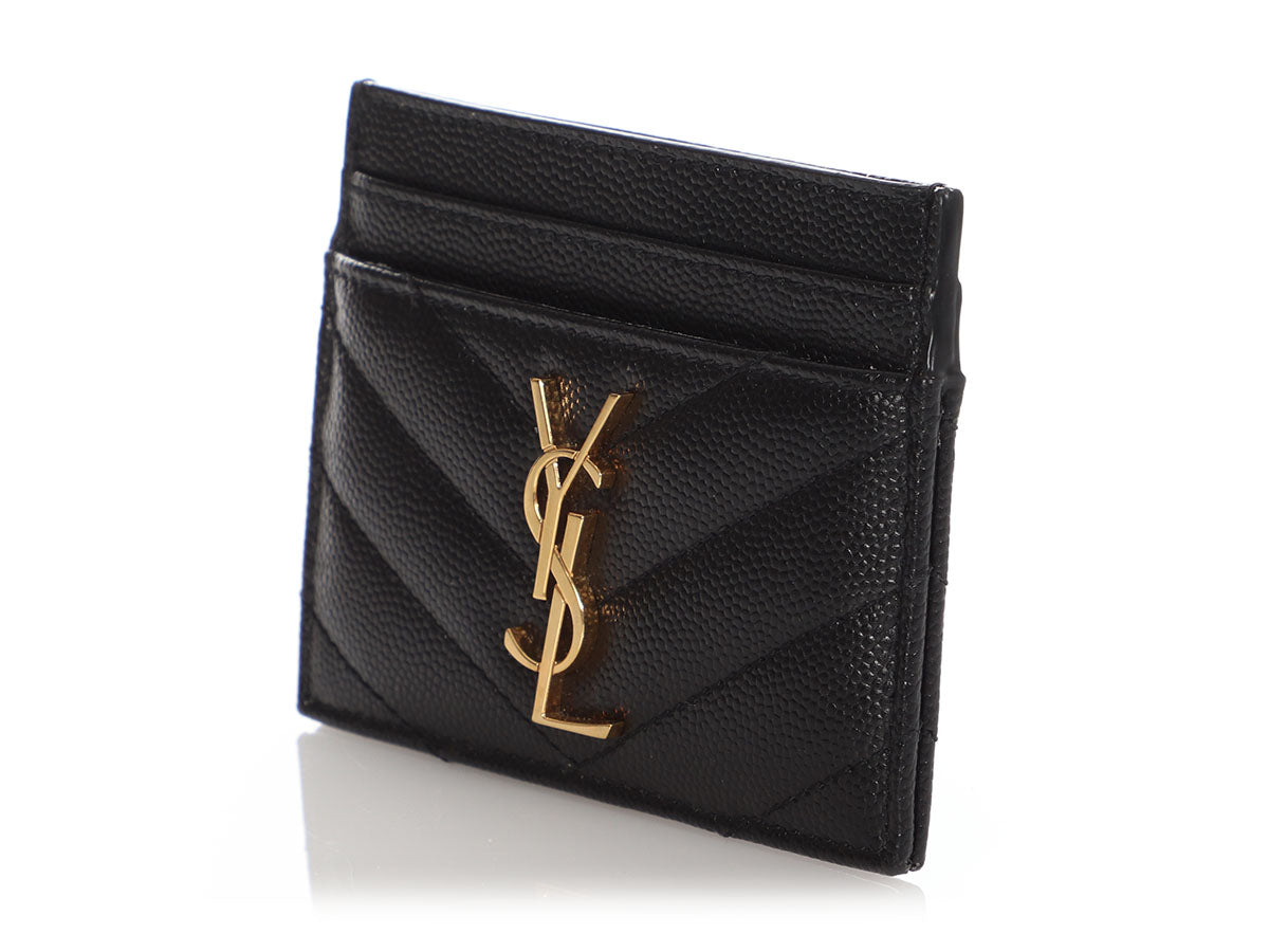 Saint Laurent Black MatelassÃ© Cassandre Card Holder