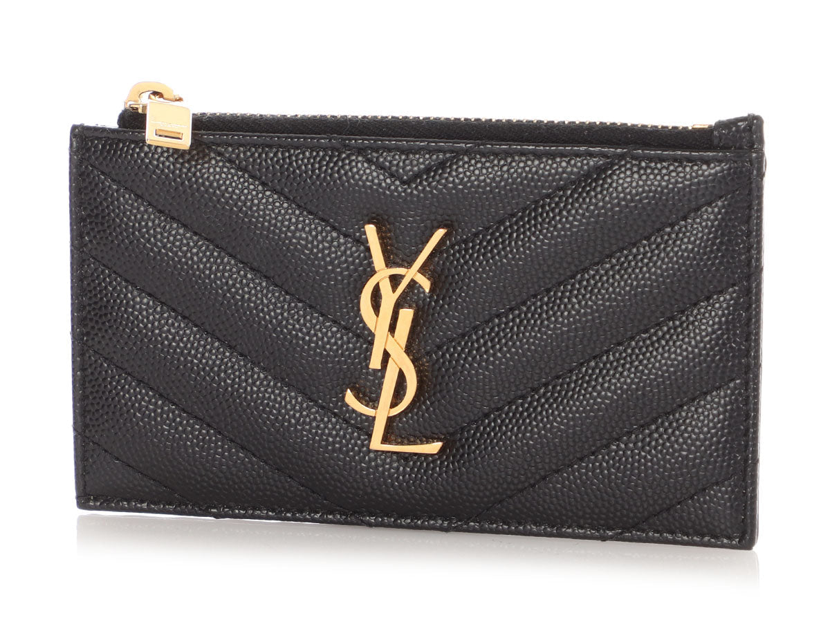 Saint Laurent Black Grain de Poudre Cassandre MatelassÃ© Fragments Card Case