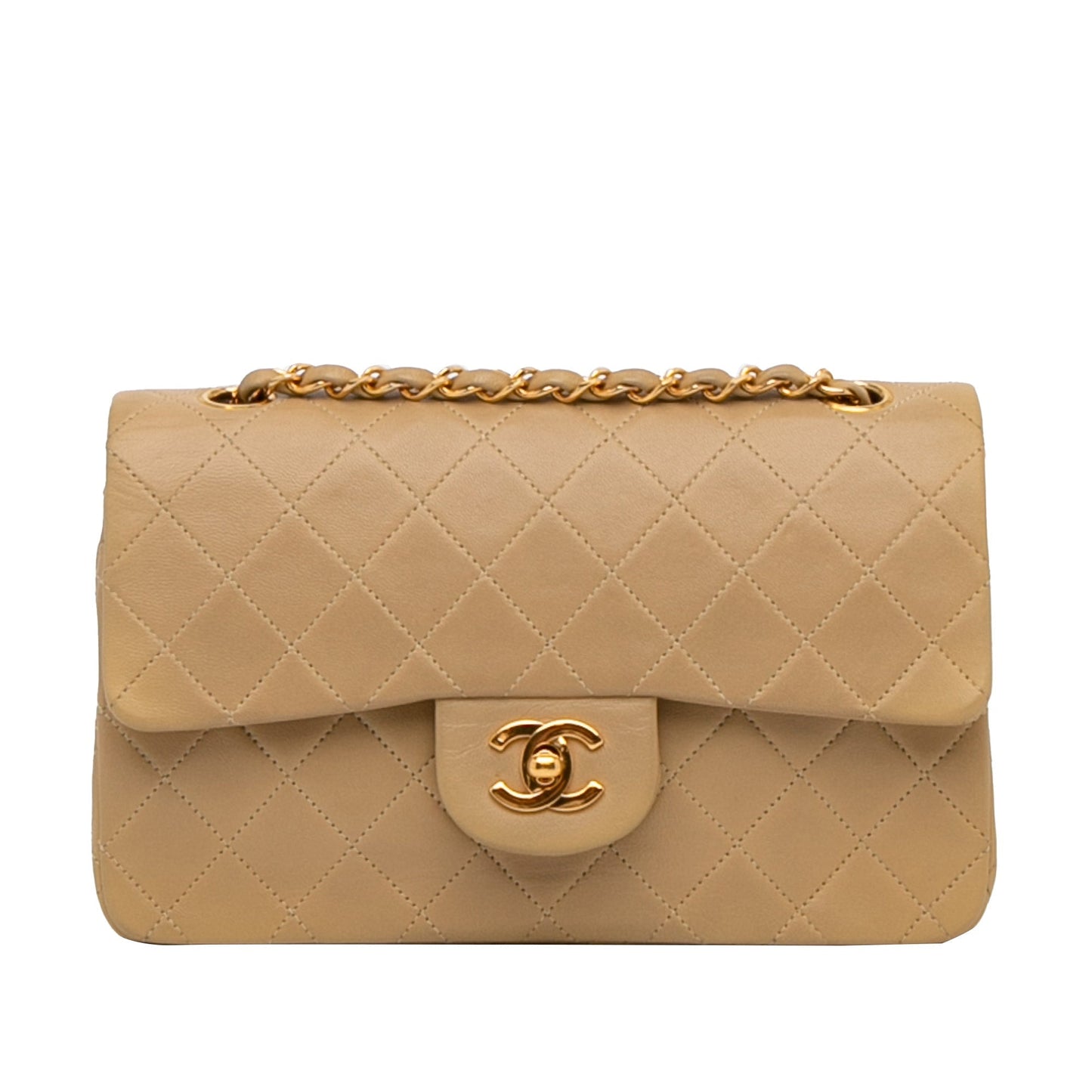 Chanel Classic Double Flap Small Beige Lambskin Gold