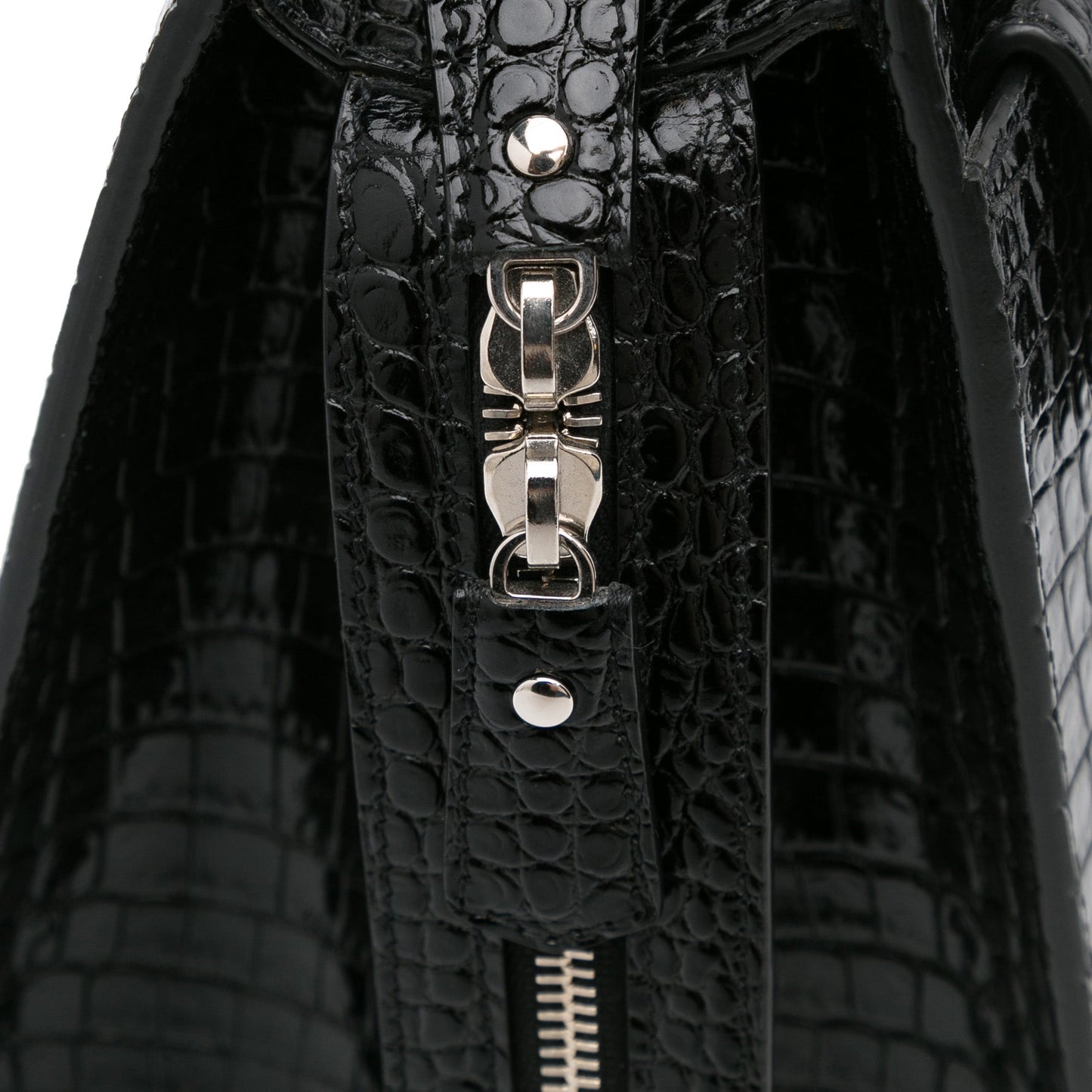 Yves Saint Laurent Uptown Medium Black Croc Embossed Leather