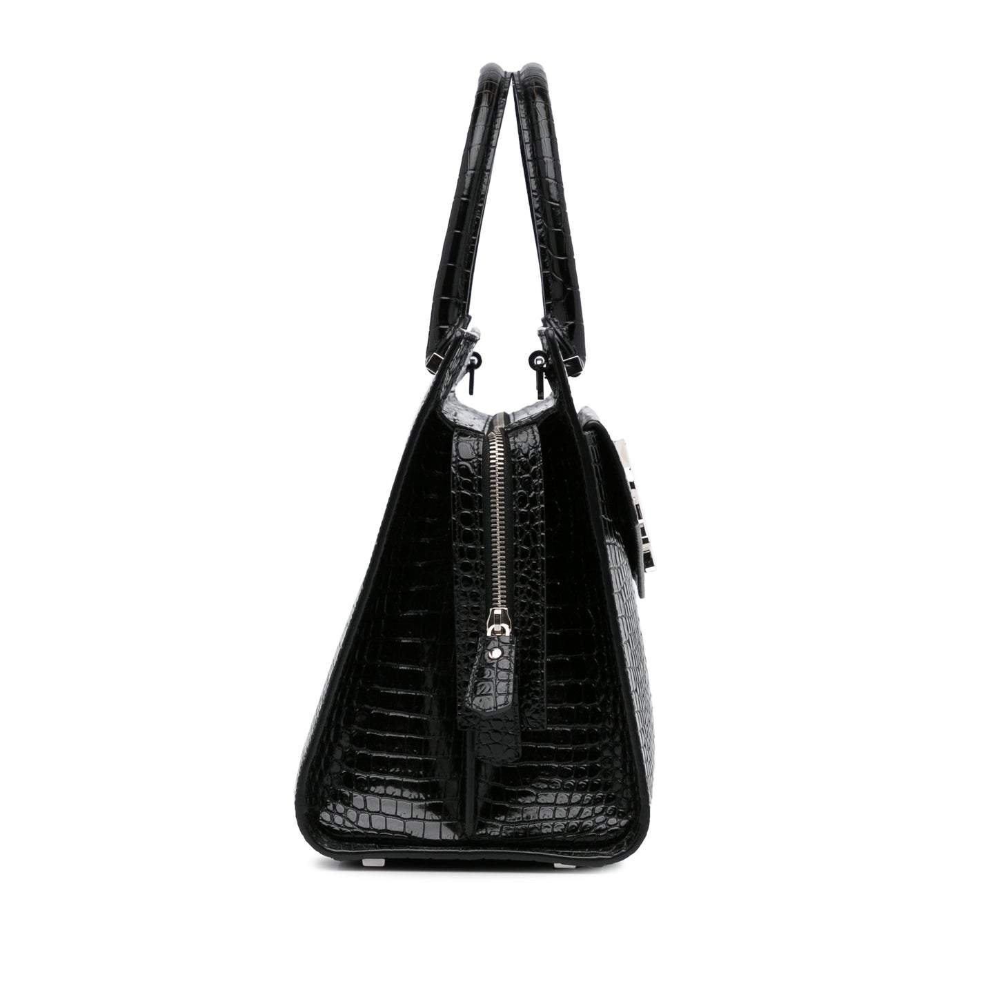 Yves Saint Laurent Uptown Medium Black Croc Embossed Leather