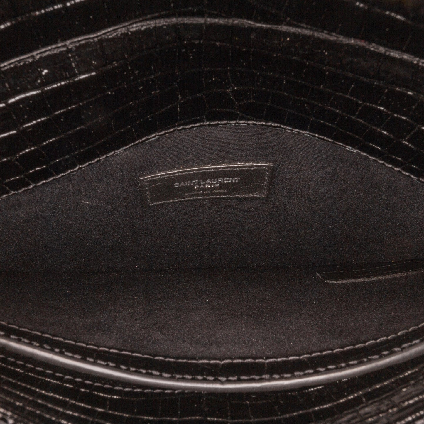 Yves Saint Laurent Uptown Medium Black Croc Embossed Leather