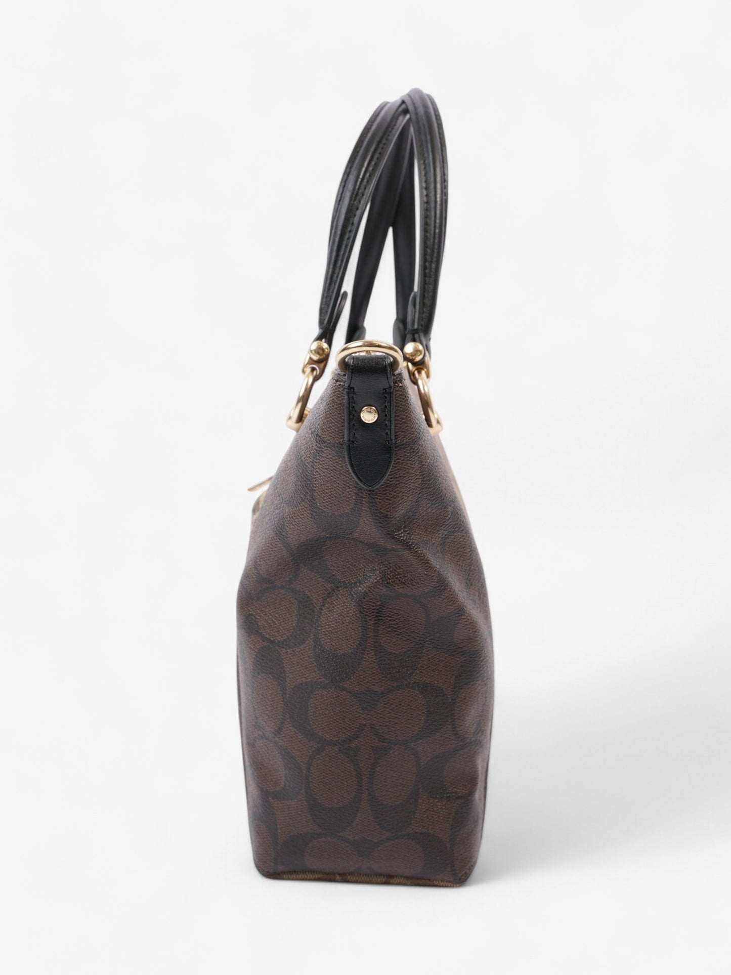 Coach Kacey Satchel Light Brown / Dark Brown Canvas