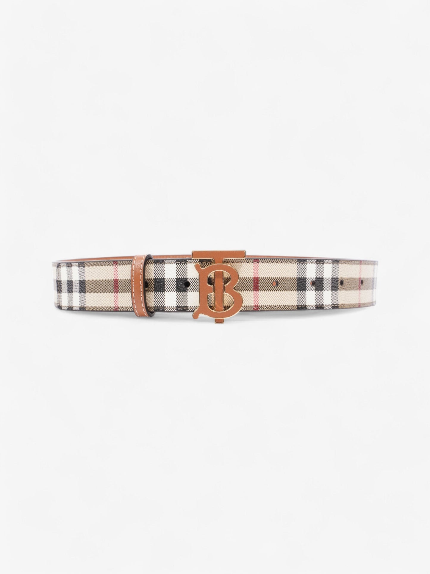 Burberry TB Belt Vintage Check / Briar Brown / Gold Canvas Small