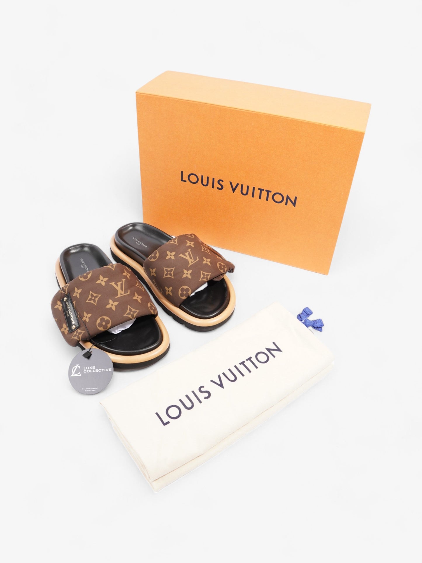 Louis Vuitton Pillow Slides Black / Brown Monogram Nylon EU 39 UK 6
