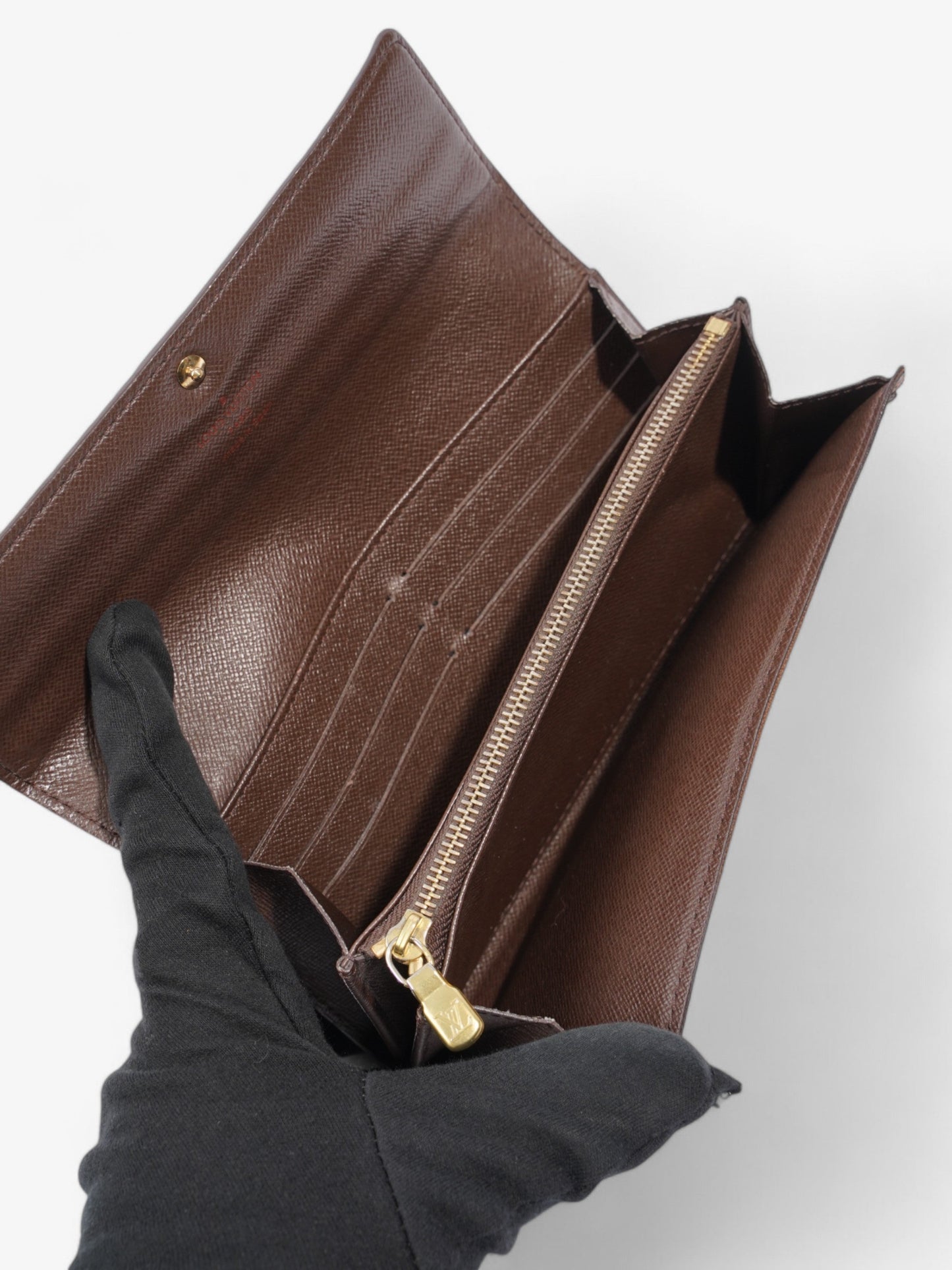 Louis Vuitton Sarah Wallet Damier Ebene Coated Canvas