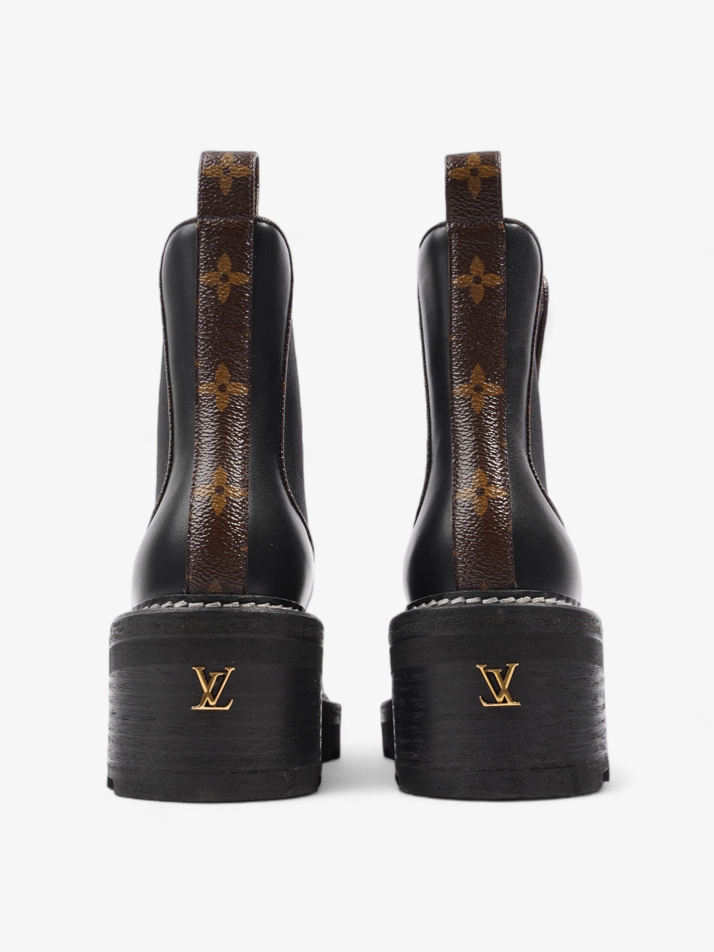 Louis Vuitton Beaubourg Ankle Boots Black / Brown Monogram Leather EU 36 UK 3