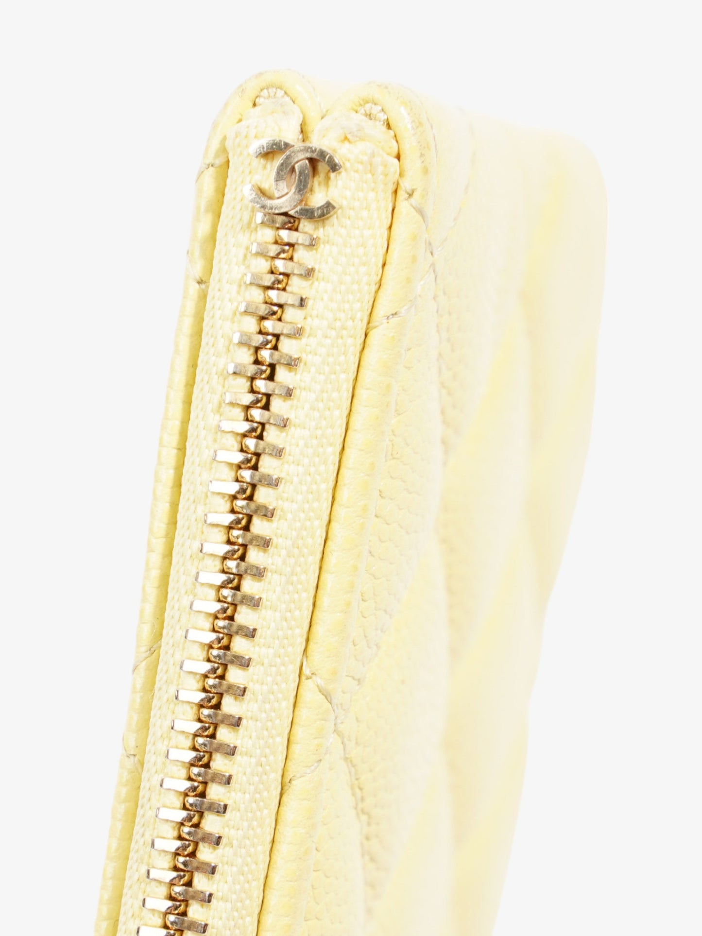 Chanel Quilted Pouch Yellow Caviar Leather