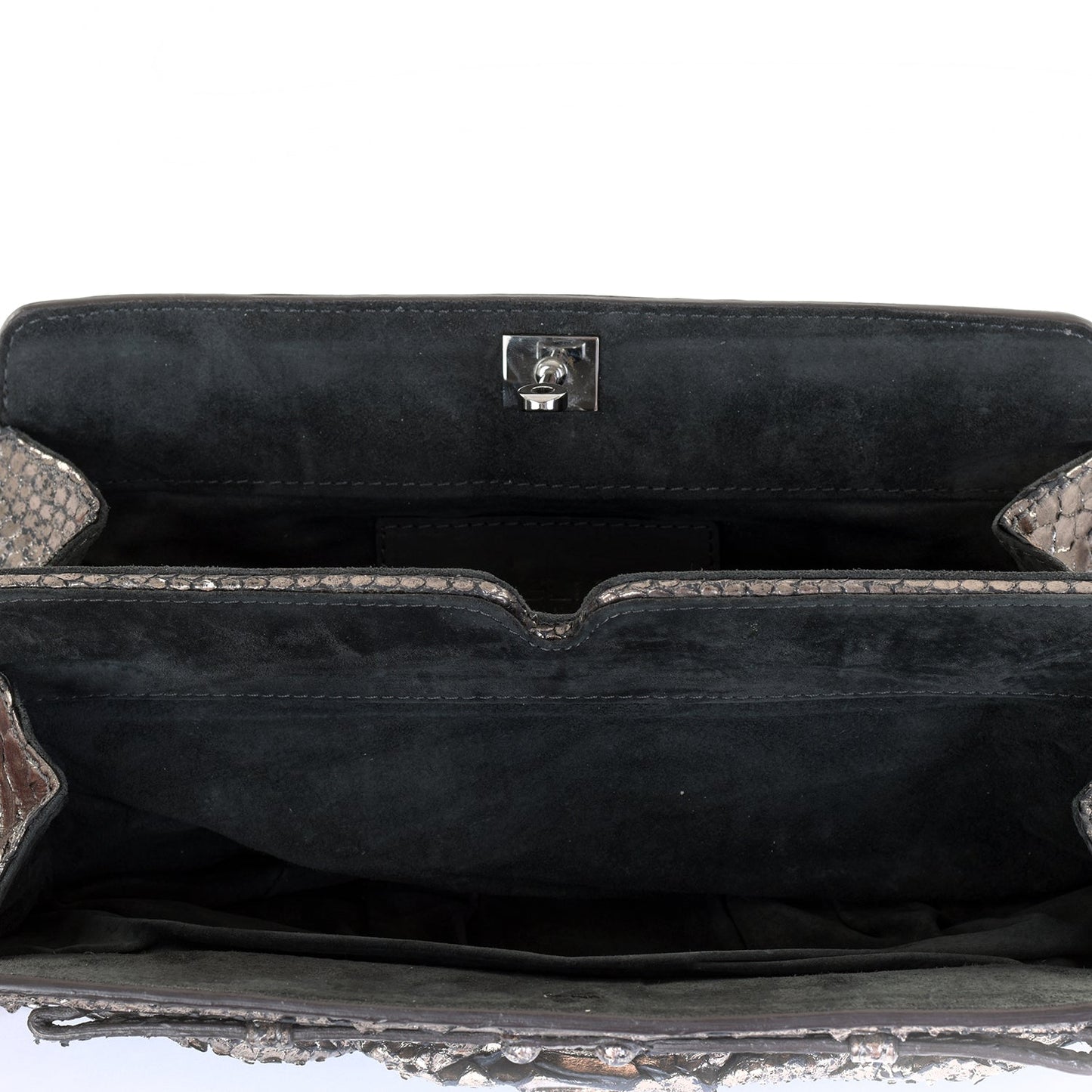 Pewter Snakeskin Clutch Bag