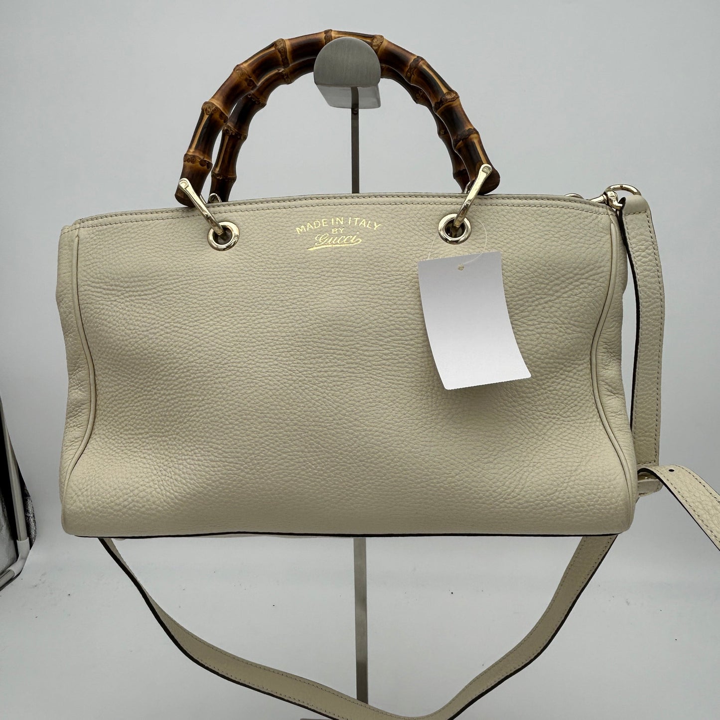 Gucci Bamboo Shopper Medium Leather Tote Beige