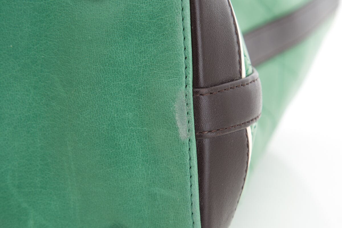 Chanel Green Quilted Country Club Leather Lambskin Tote