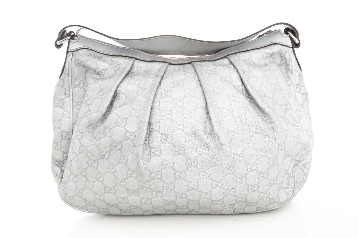 Gucci Silver Guccissima Hobo Handbag