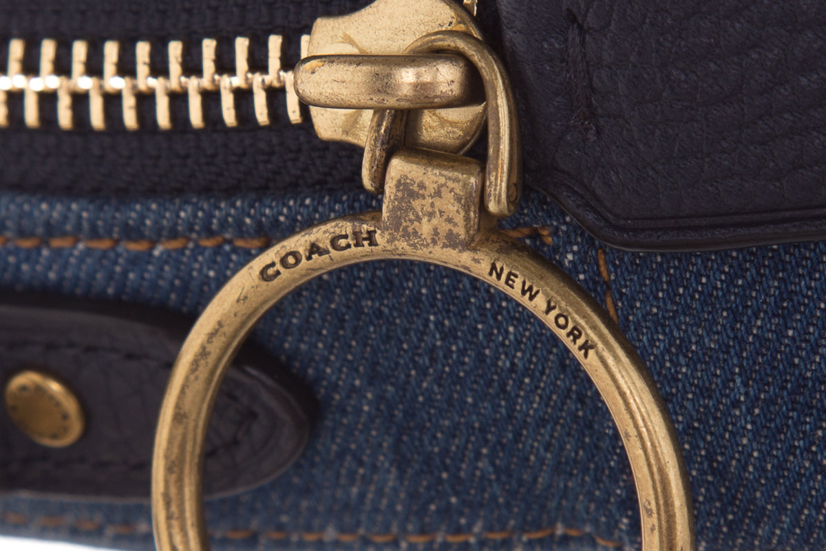 Coach Denim Studded Camera Cross-Body