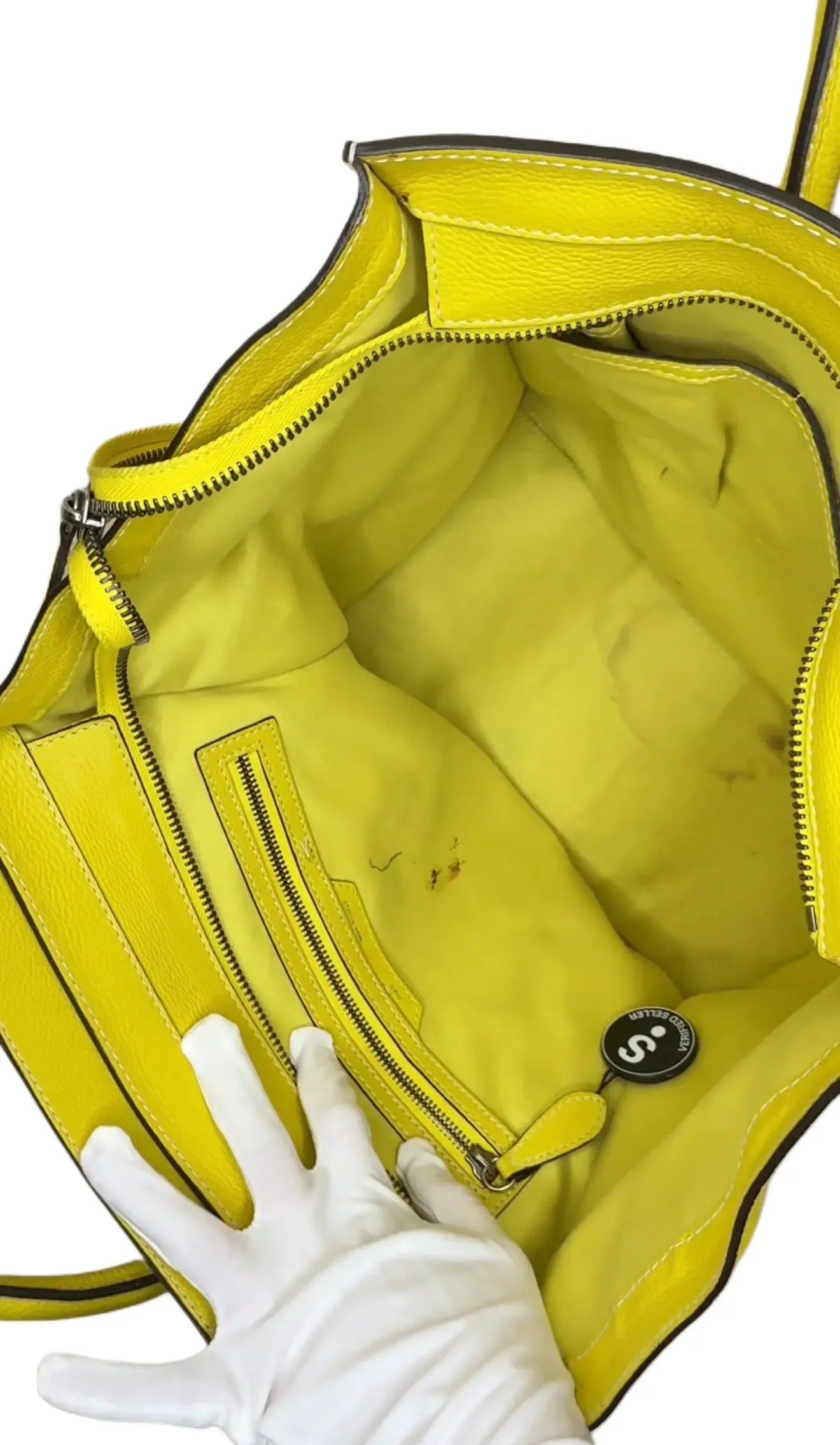 Celine Luggage Yellow Leather Handbag for Women