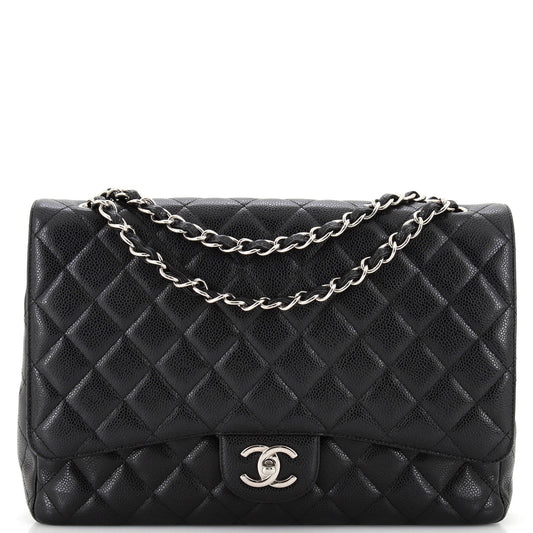 CHANEL Classic Double Flap Bag Quilted Caviar Maxi