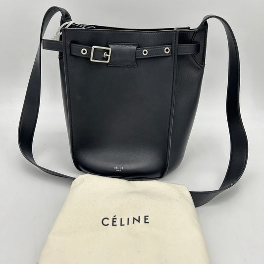 Celine Black Leather Big Bag Bucket Bag Medium