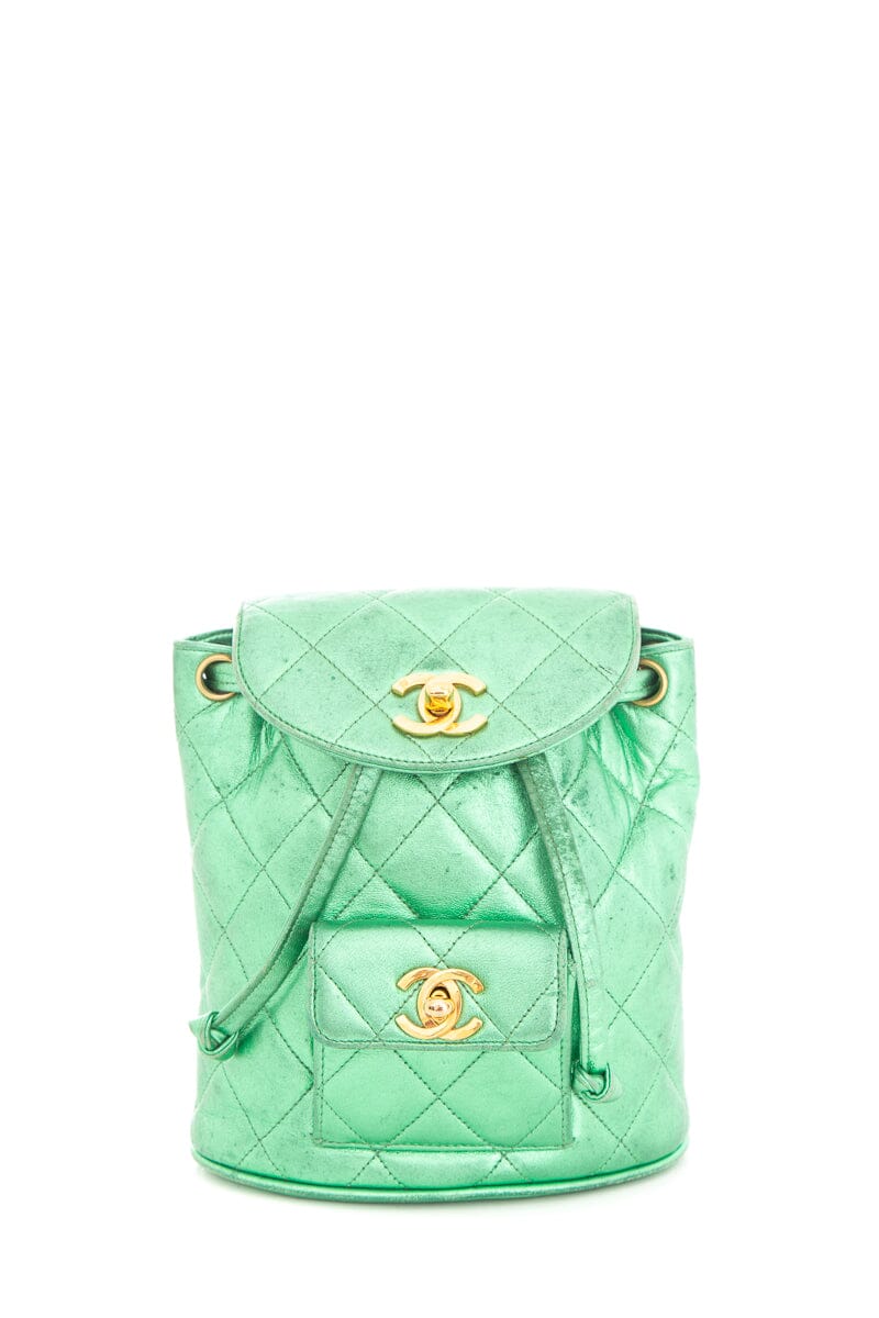 Chanel Vintage Metallic Green Mini Duma Backpack