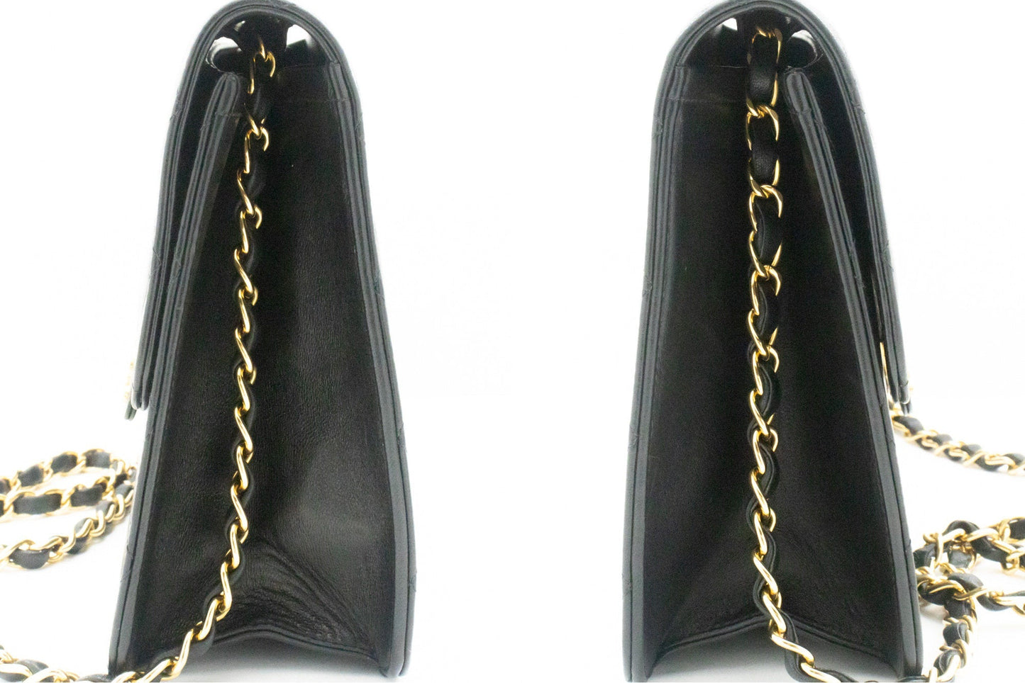 CHANEL Chain Shoulder Bag Clutch Black Quilted Flap Lambskin Purse k11