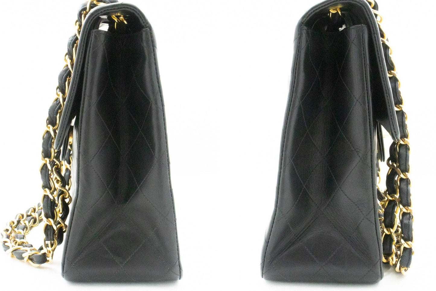 CHANEL Classic Large 13" Flap Chain Shoulder Bag Black Lambskin j58