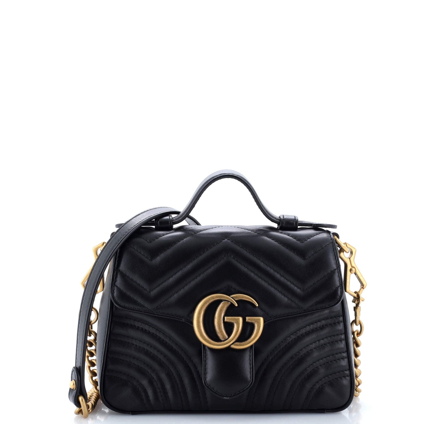 GG Marmont Top Handle Flap Bag Matelasse Leather Mini