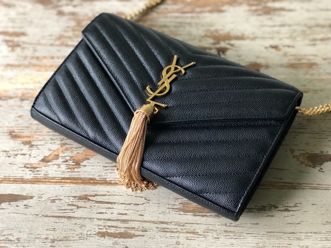 GLAMI Monogram Chain Wallet Black For Women 8.7in/23cm YSL