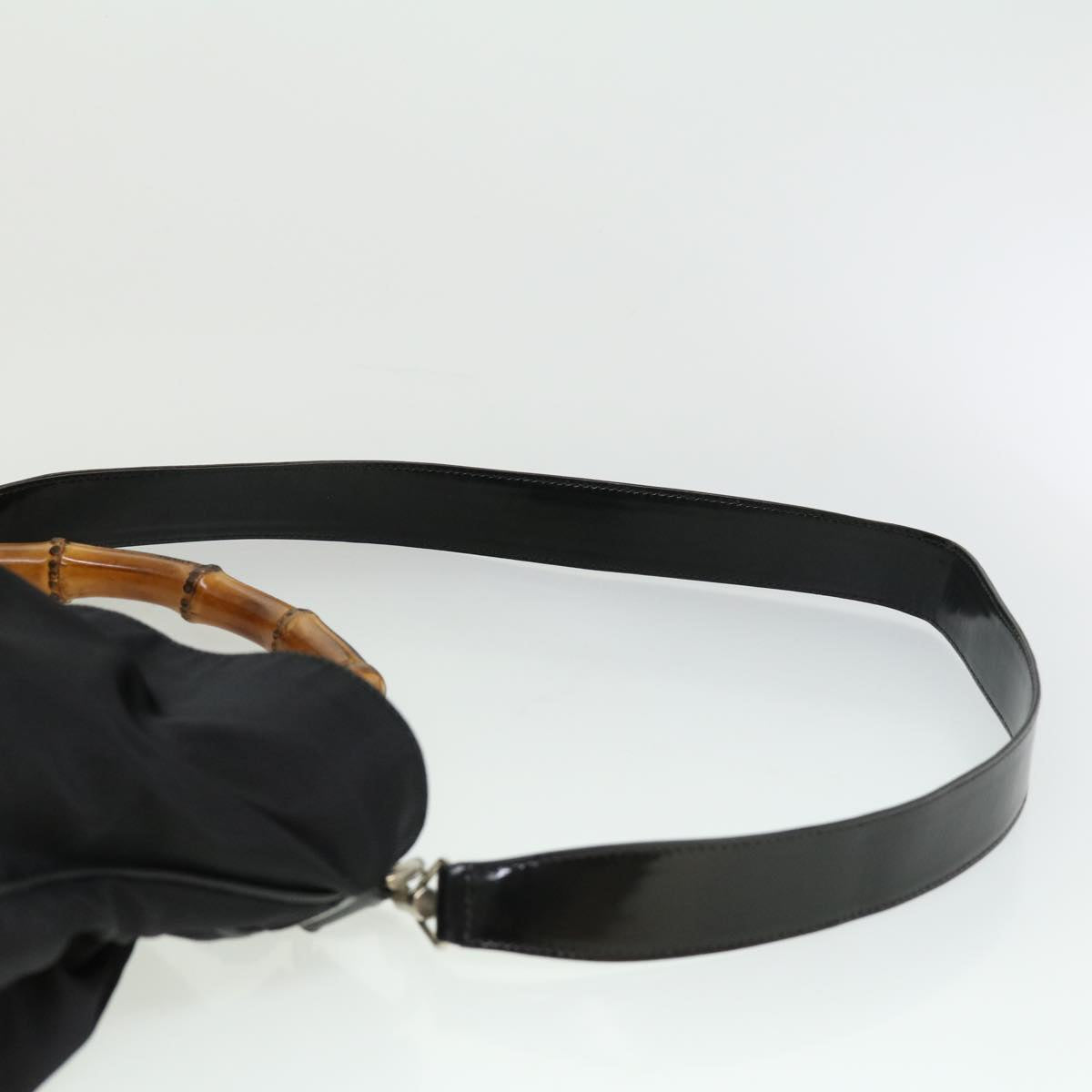 GUCCI Bamboo Hand Bag Canvas Black ac1087