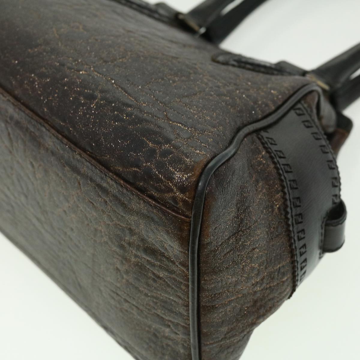 FENDI Hand Bag Leather Brown ac1144