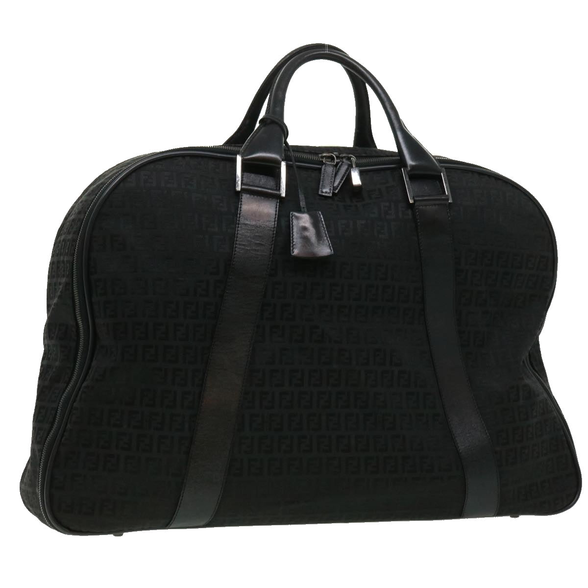 FENDI Zucchino Canvas Boston Bag Black ac1172