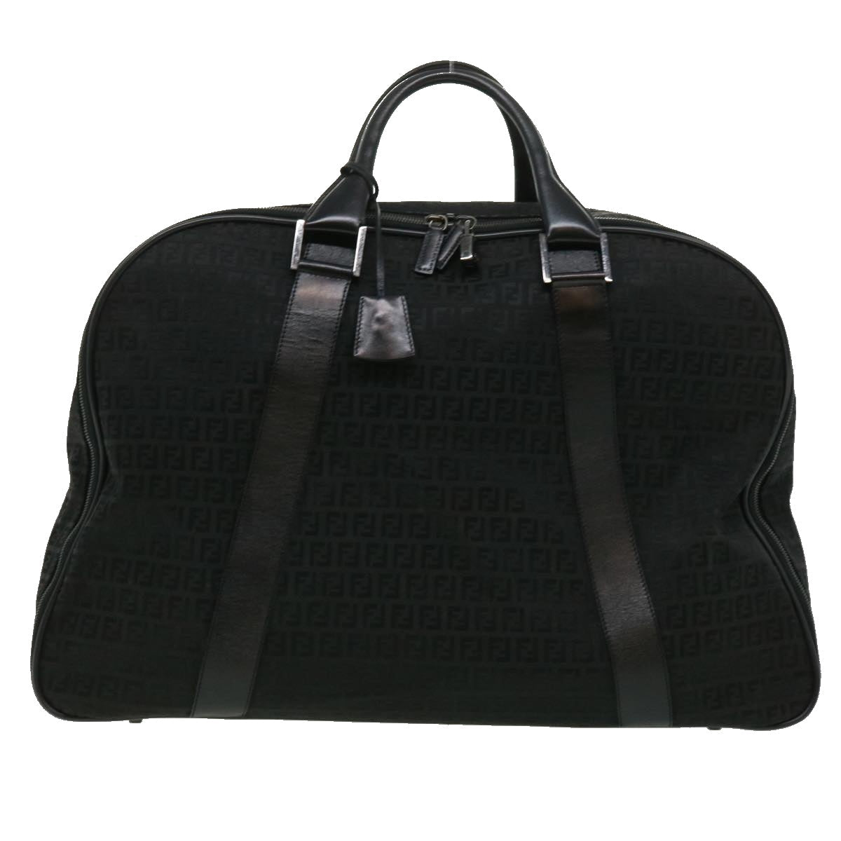 FENDI Zucchino Canvas Boston Bag Black ac1172