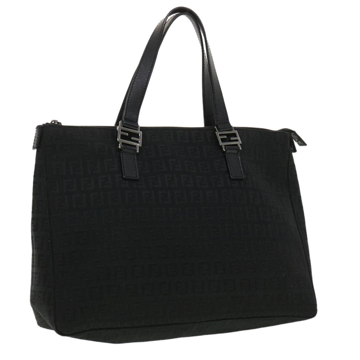 FENDI Zucchino Canvas Hand Bag Black ac1348