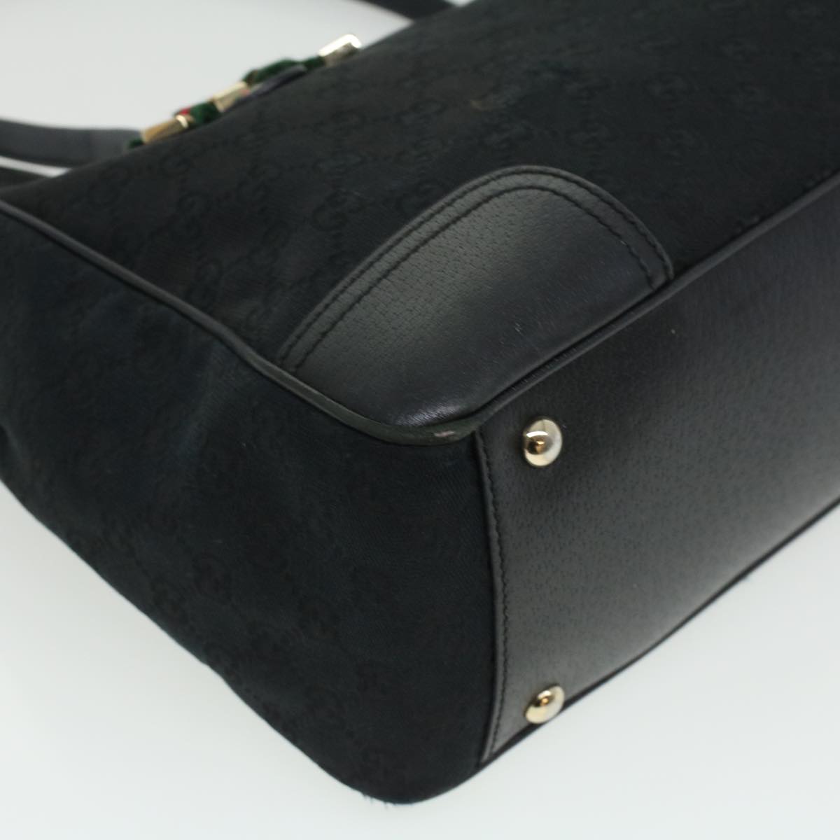 GUCCI GG Canvas Web Sherry Line Shoulder Bag Black Red Green ac1354