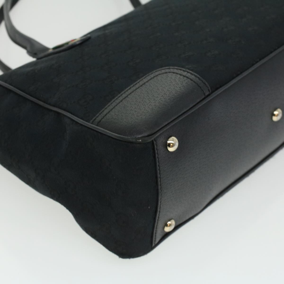 GUCCI GG Canvas Web Sherry Line Shoulder Bag Black Red Green ac1354