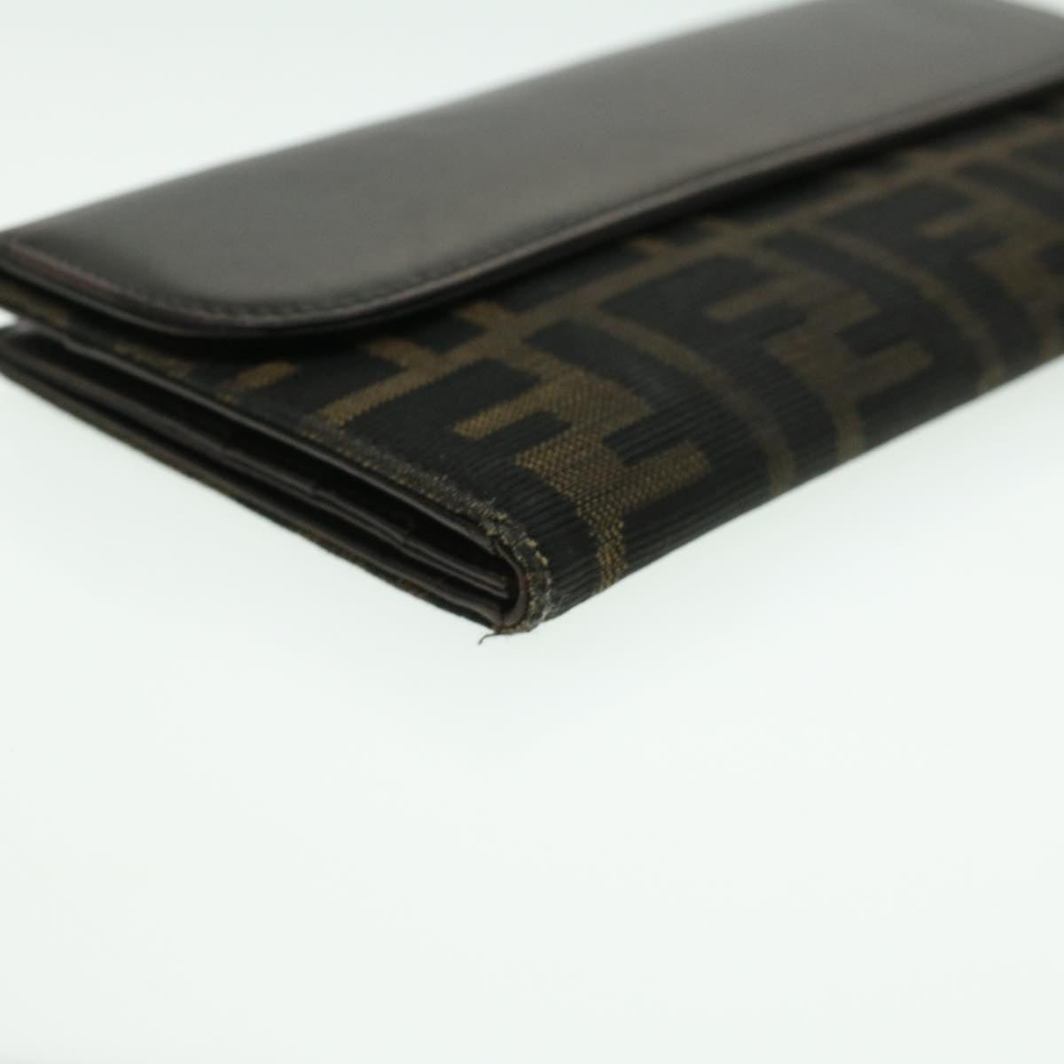FENDI Zucca Canvas Long Wallet Brown Black ac1385