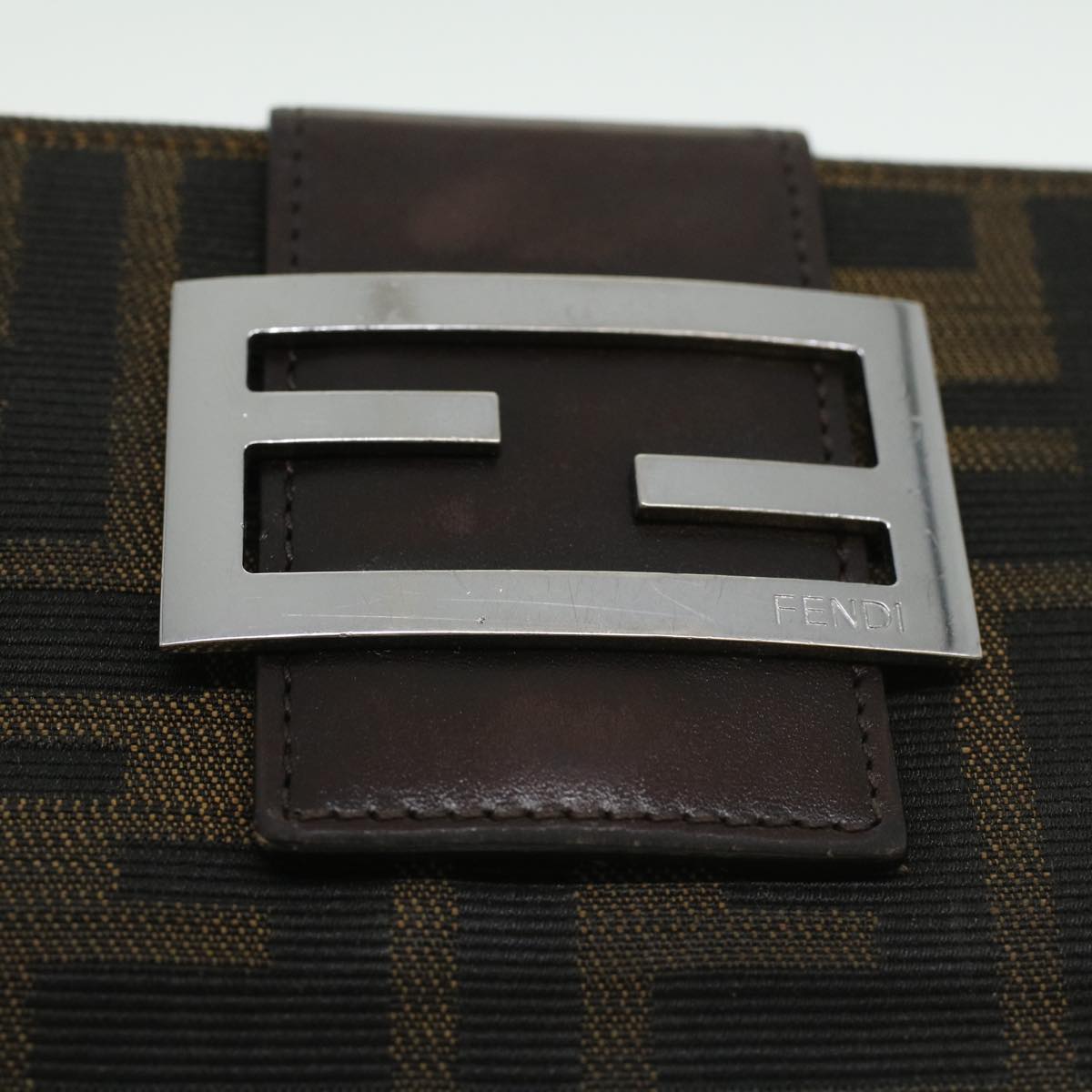 FENDI Zucca Canvas Long Wallet Brown Black ac1385