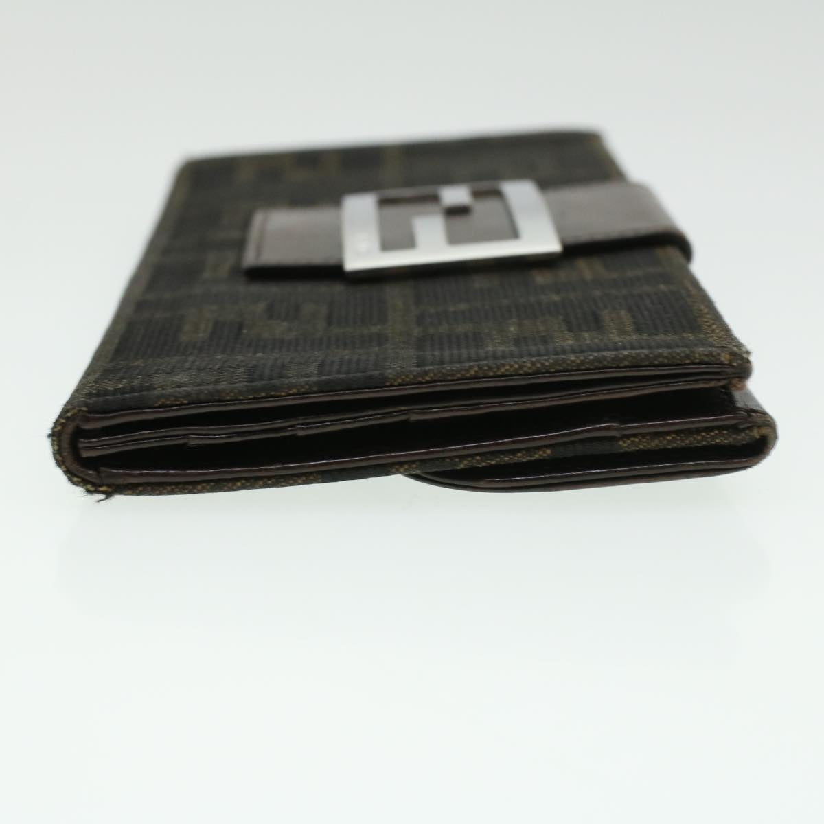 FENDI Zucca Canvas Long Wallet Brown Black ac1385
