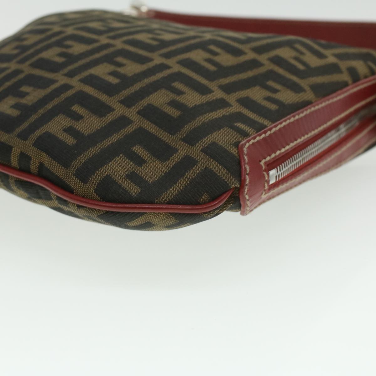 FENDI Zucca Canvas Shoulder Bag Brown Black ac1729