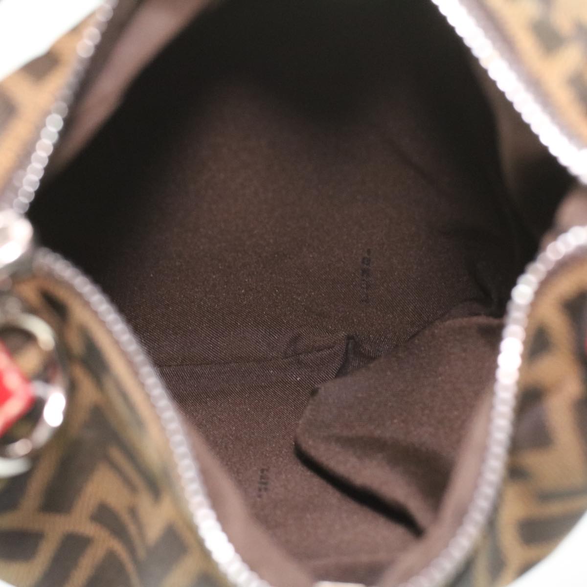 FENDI Zucca Canvas Shoulder Bag Brown Black ac1729