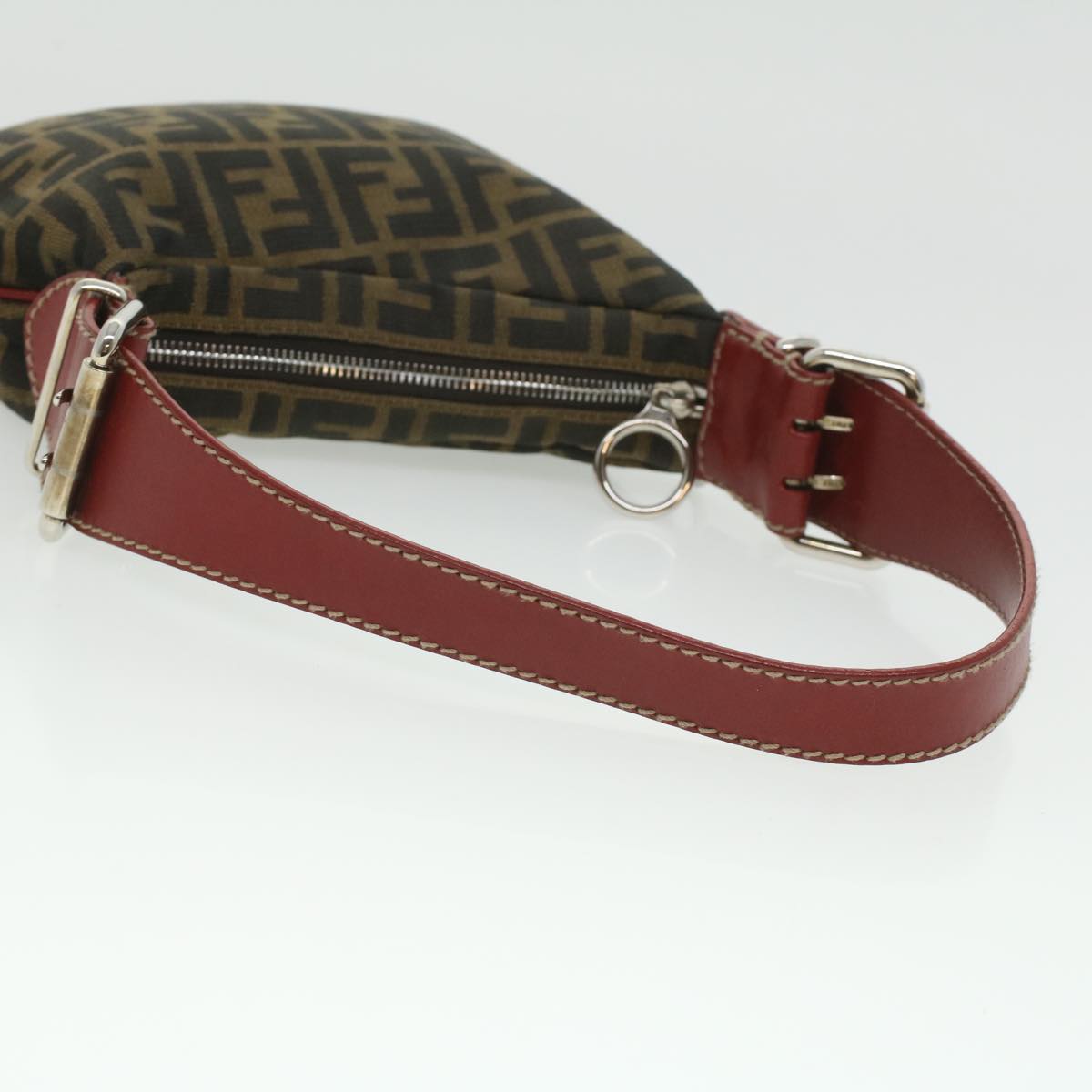 FENDI Zucca Canvas Shoulder Bag Brown Black ac1729