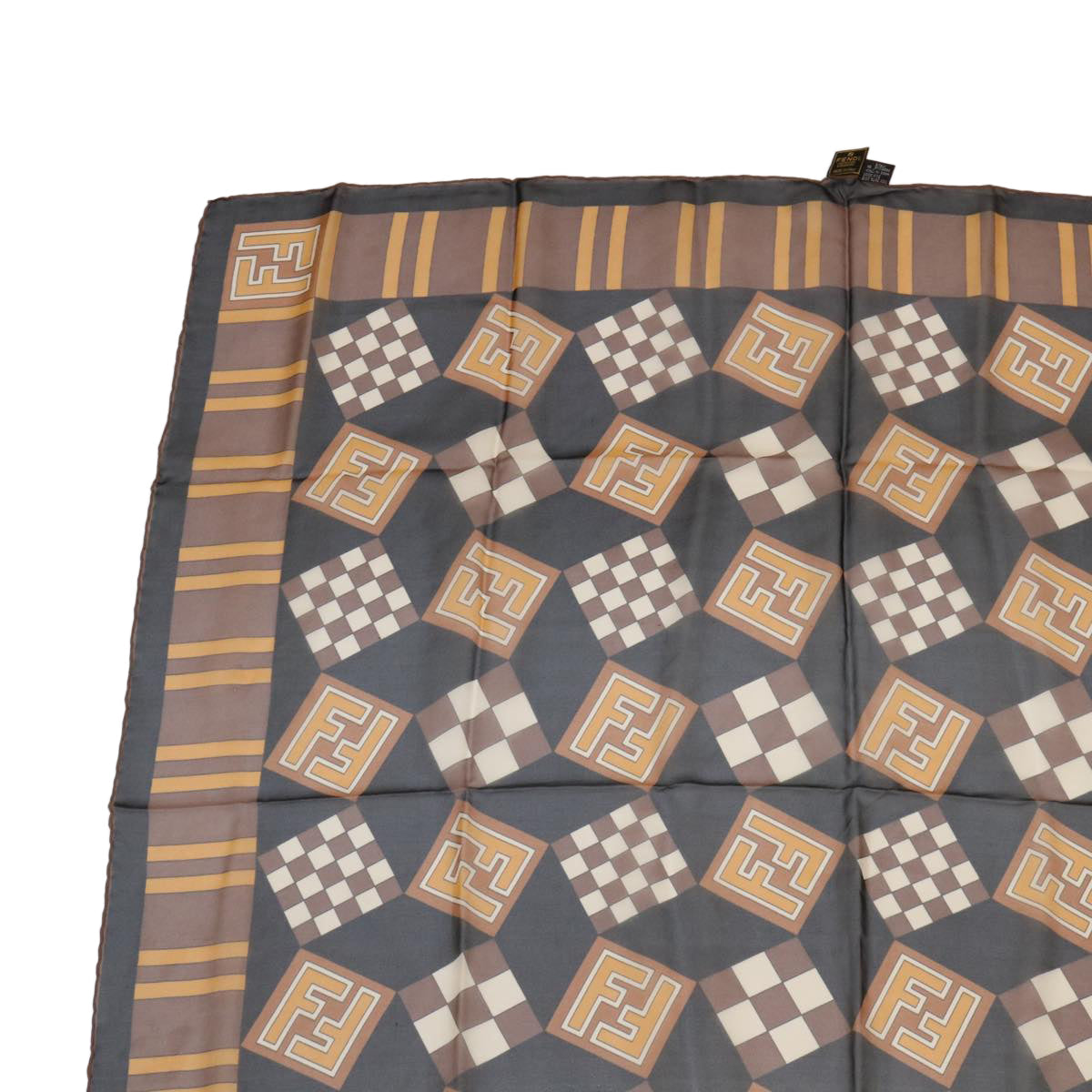 FENDI Zucca Scarf Silk Brown Black ac1750