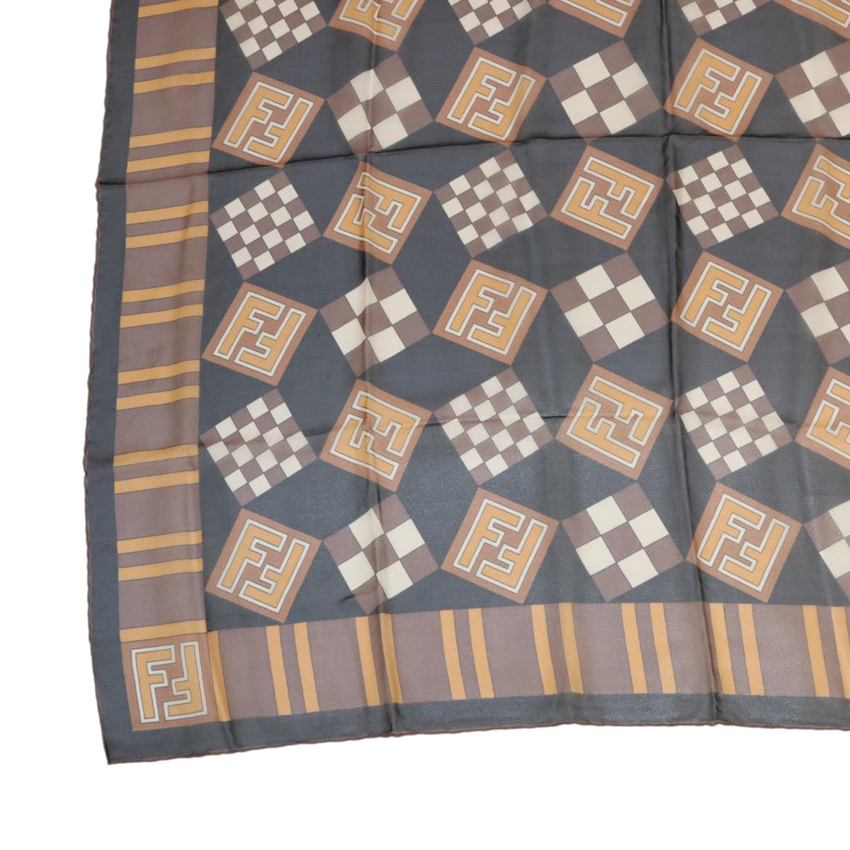 FENDI Zucca Scarf Silk Brown Black ac1750