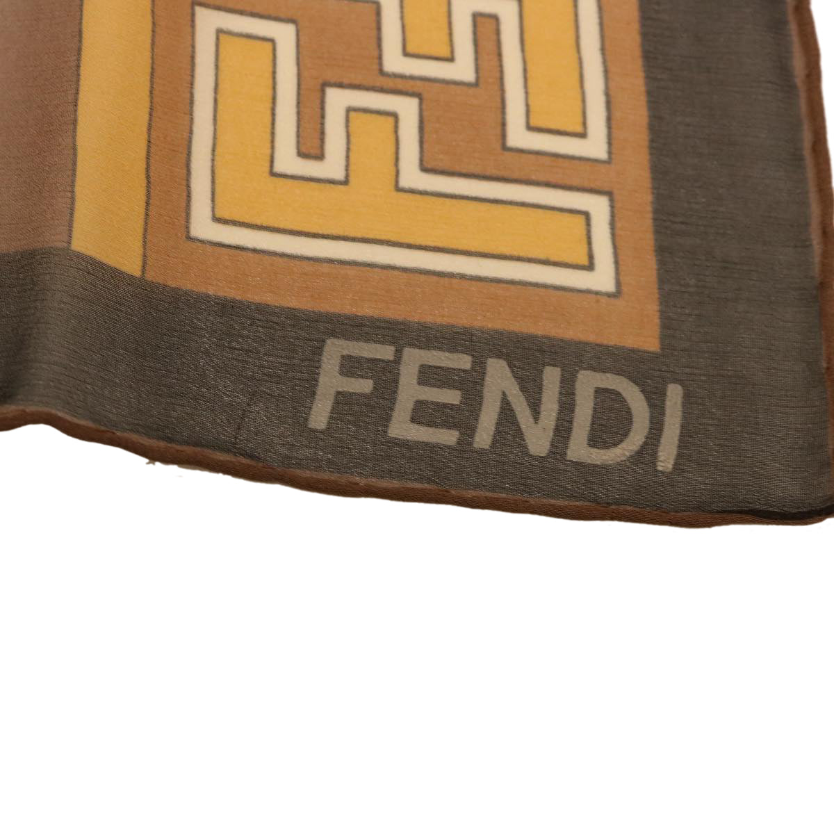 FENDI Zucca Scarf Silk Brown Black ac1750