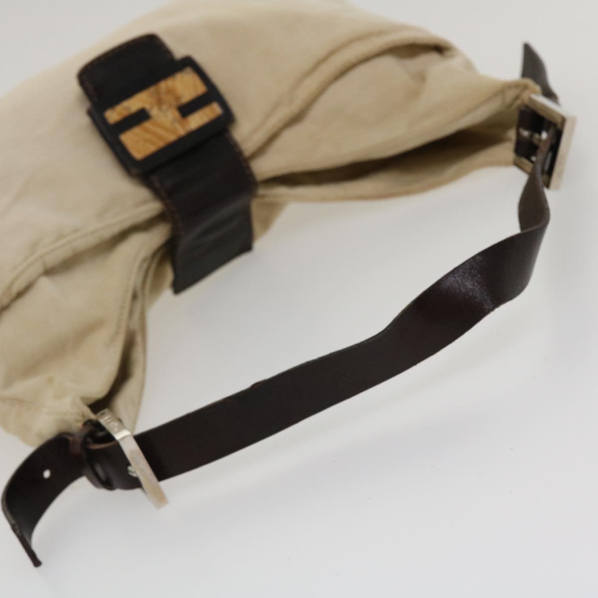 FENDI Mamma Baguette Shoulder Bag Canvas Beige 2355 26569 008 ac1798
