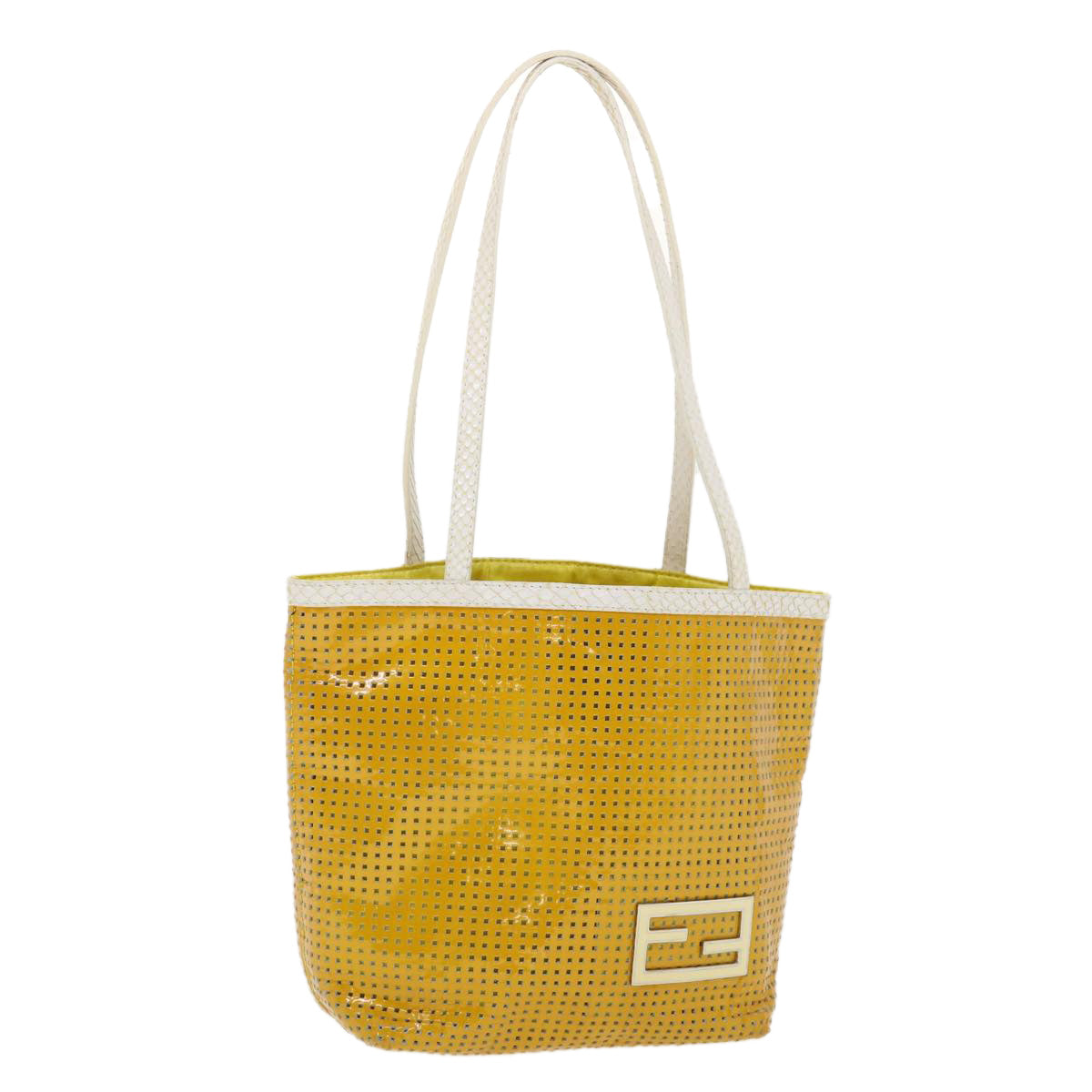 FENDI Tote Bag Enamel Yellow White ac1799